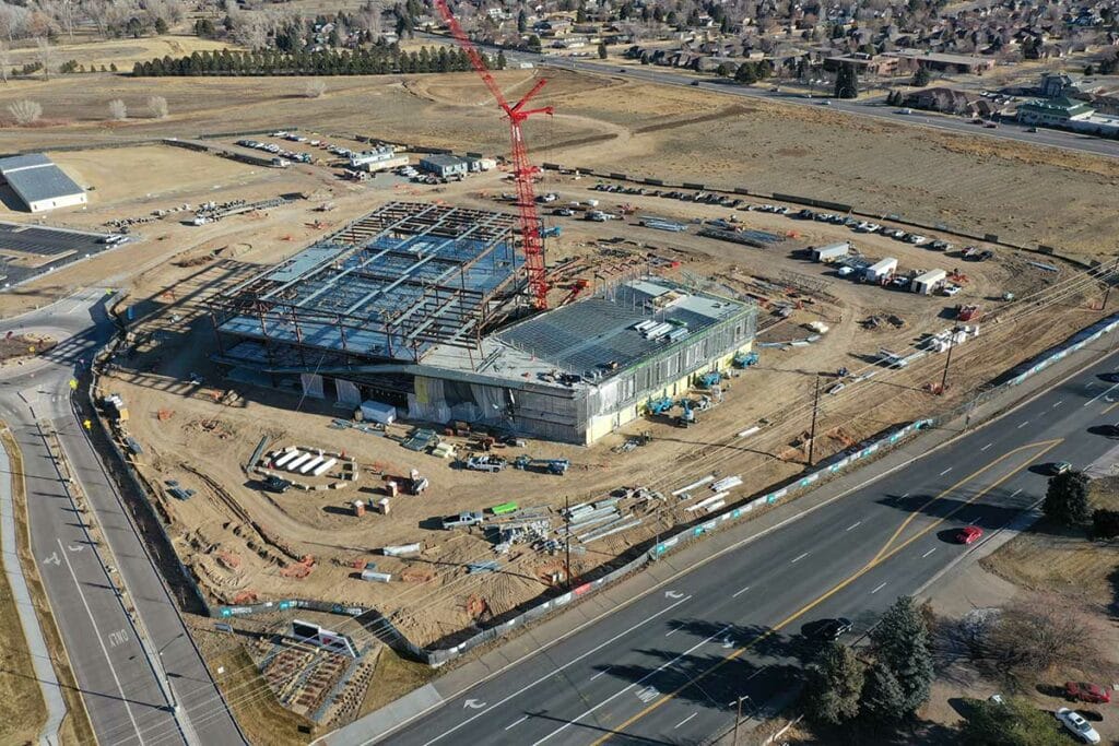 Aerial shot of construction site